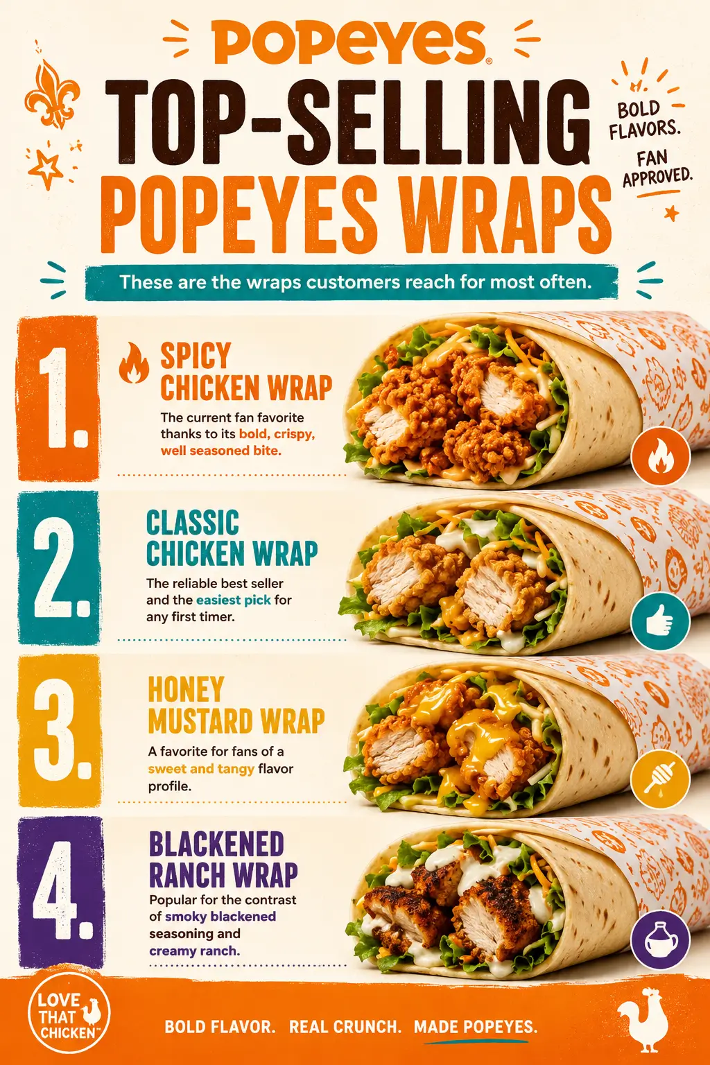 Popeyes top-selling wraps lineup