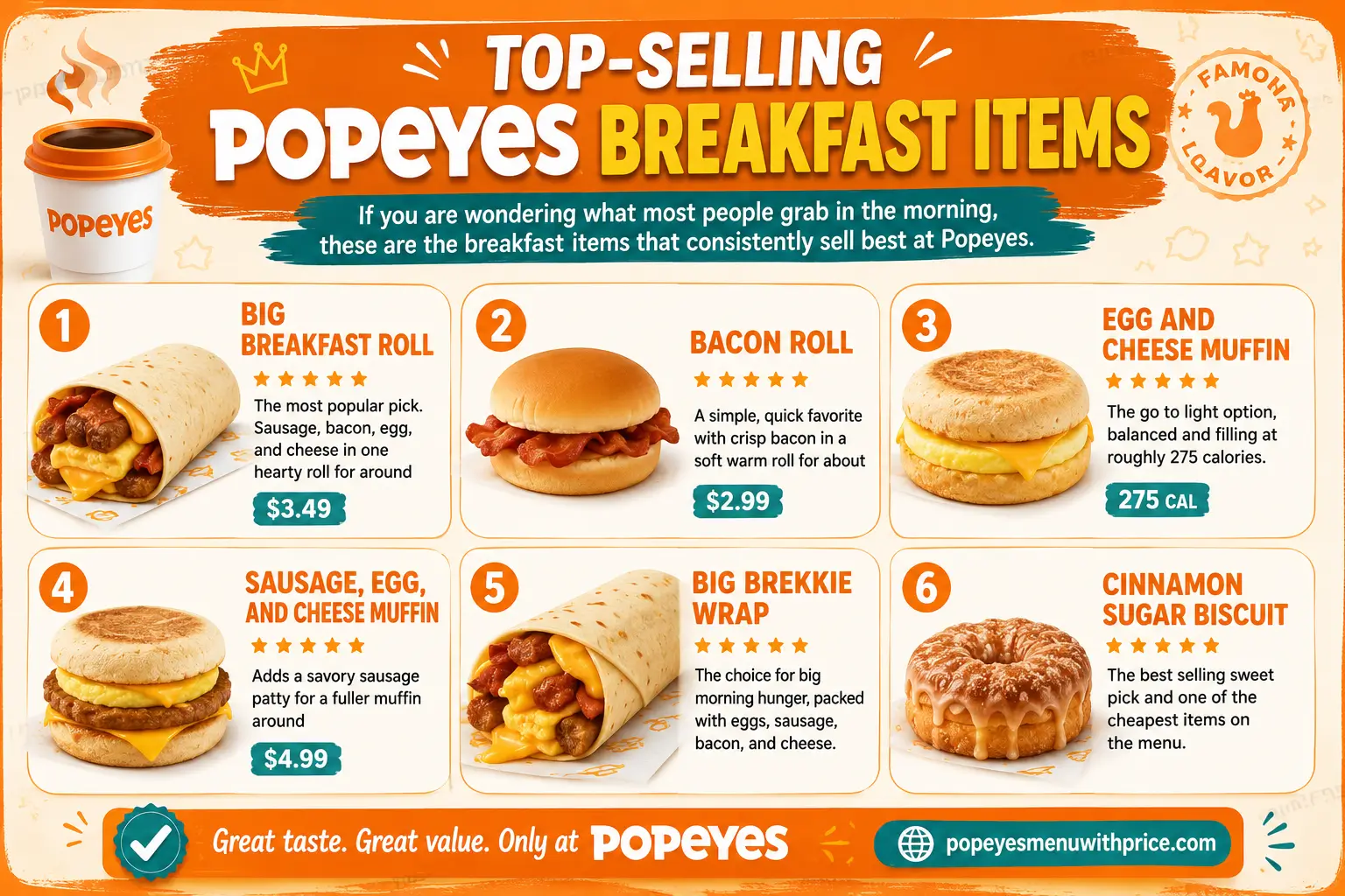 Top-selling Popeyes breakfast items

